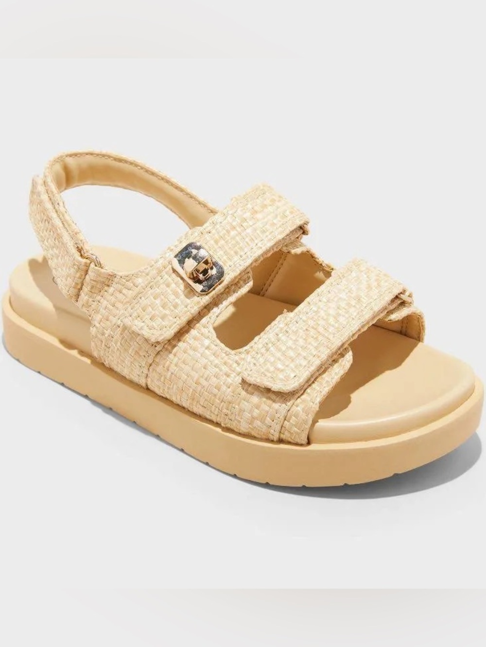 Art Class Girls Size 3 Beige Raffia Platform Sandals Adjustable Straps